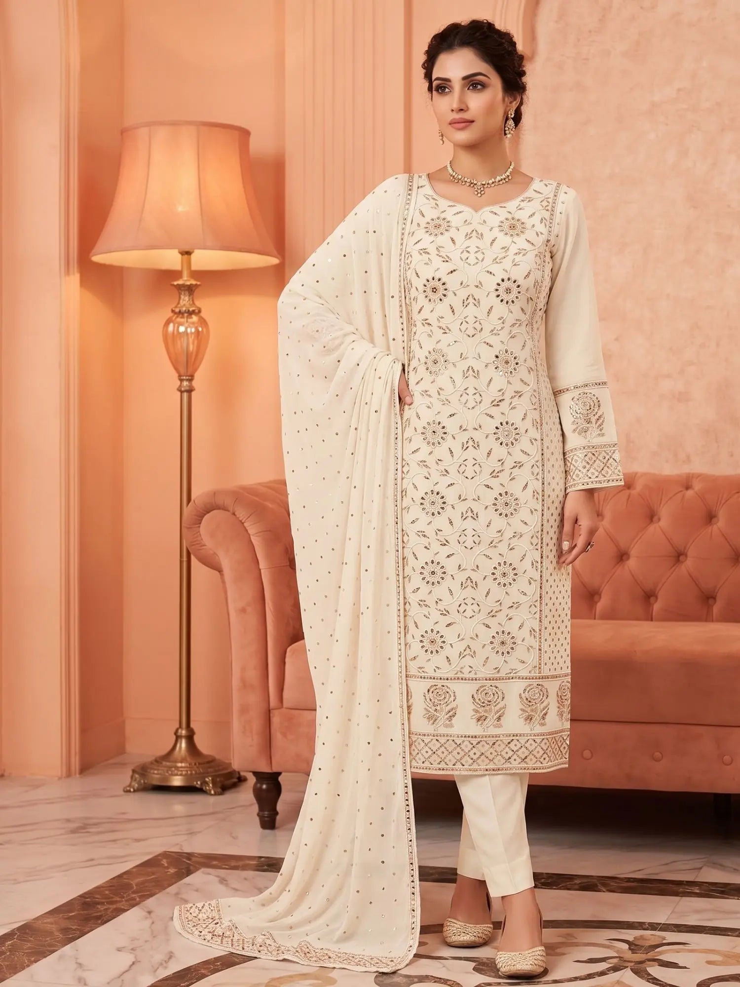 Luxury Lucknowi Chikankari Straight Suits 