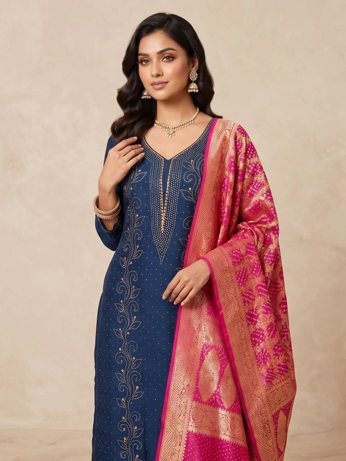 Lucknowi Chikankari Pure Georgette Straight Suit with handcrafted Mukaish work