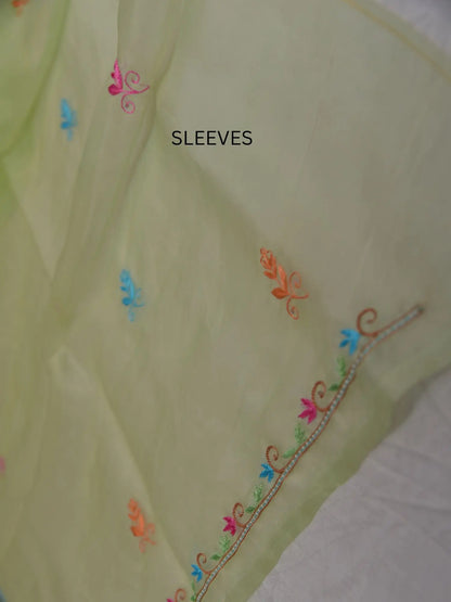 Pista Pure Organza Silk Parsi Shadow Work Straight Suit Set