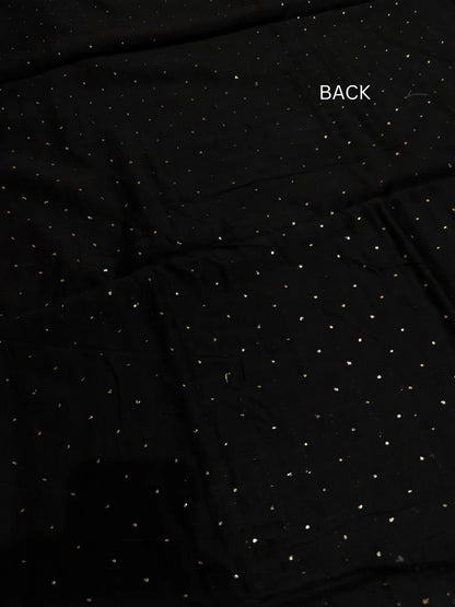 Back view of Black Chanderi Silk suit with Mukaish work