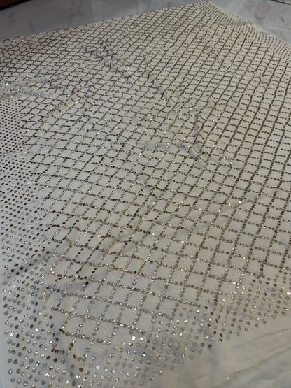 Side view of Checks Lucknowi Chikankari Dupatta featuring handcrafted geometric embroidery.