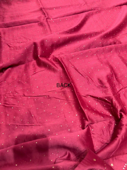 Crimson Red Chanderi Silk Mukaish Suit back view