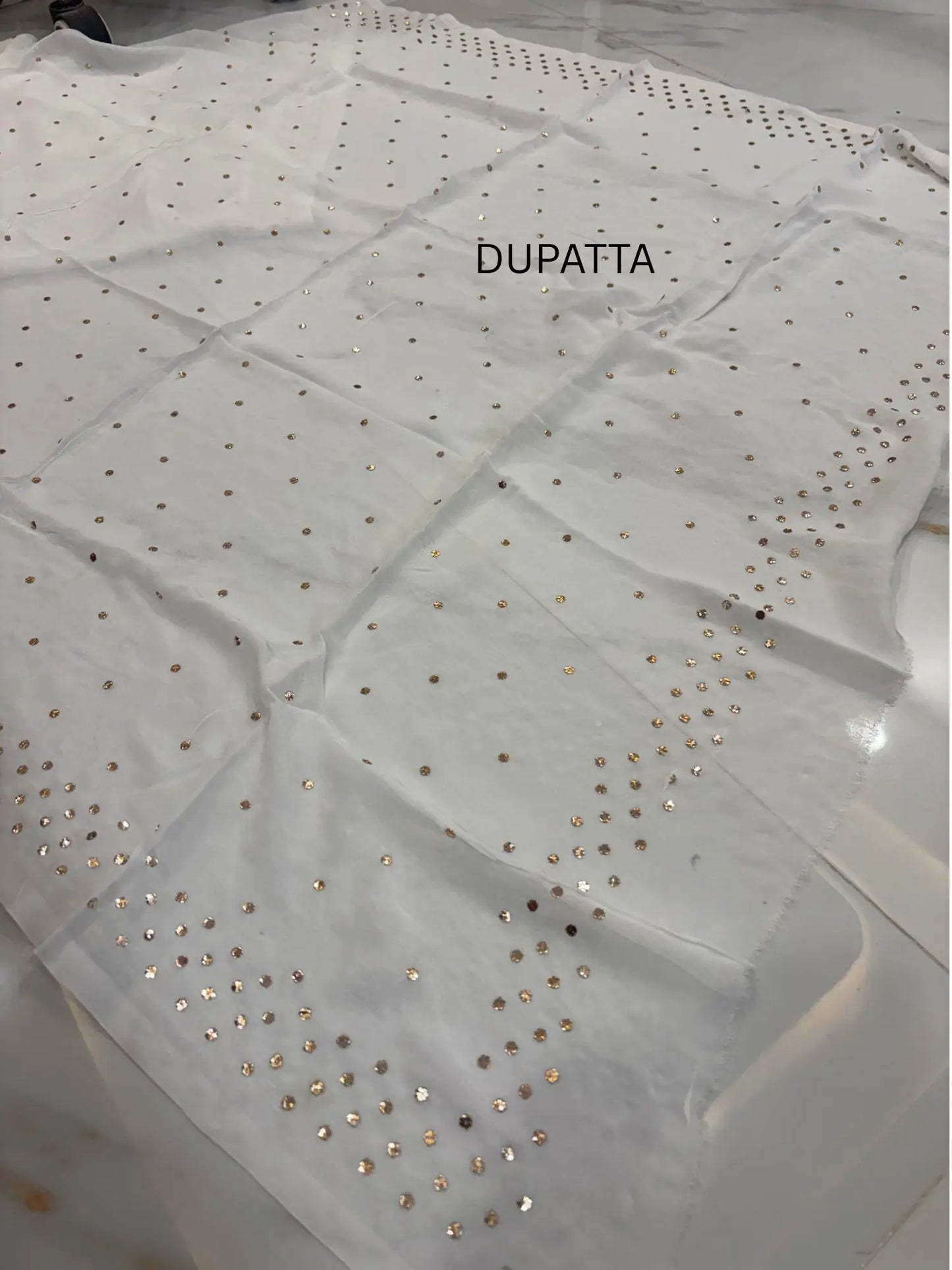 Dupatta with handcrafted gold-toned Mukaish work
