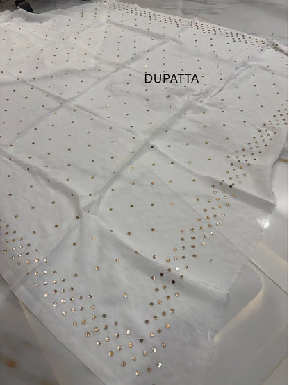 Dupatta with handcrafted gold-toned Mukaish work