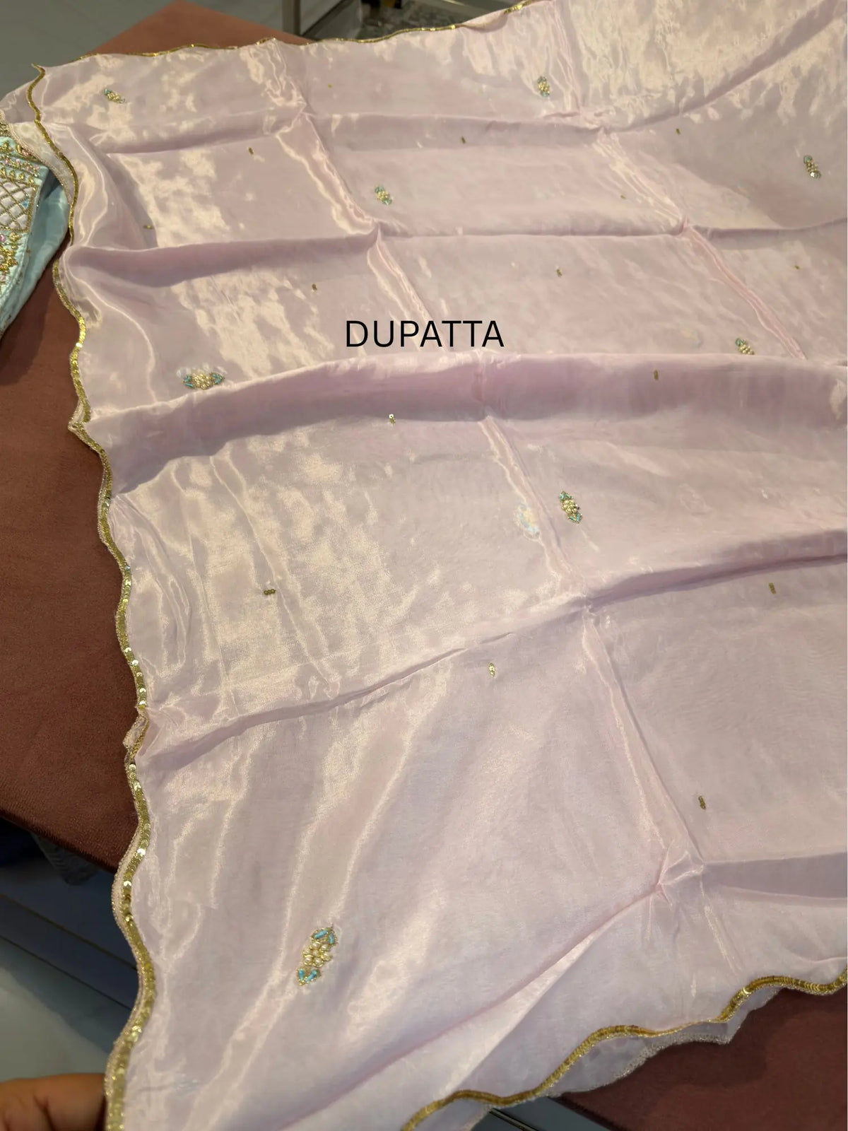 Firozi Zardozi Anarkali Set with embroidered dupatta