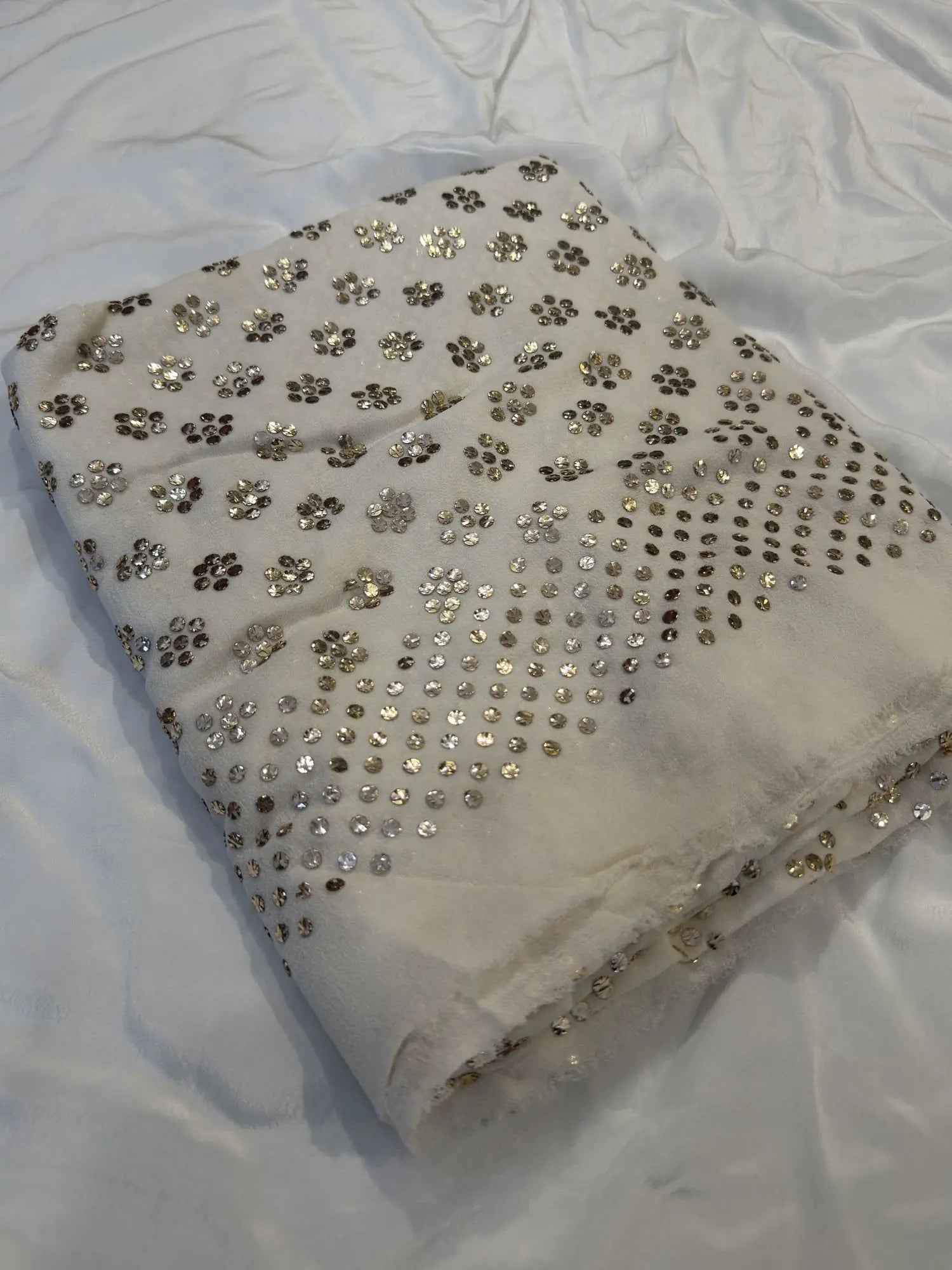 Folded view of the Floral Motif Lucknowi Chikankari Dupatta highlighting the premium fabric and floral embroidery.