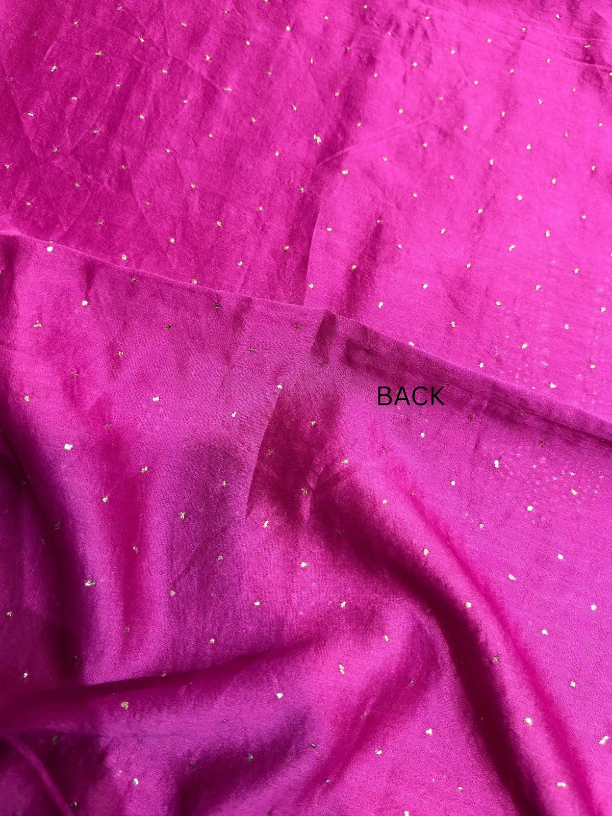 Fuchsia Pink Chanderi Silk Mukaish Suit back view