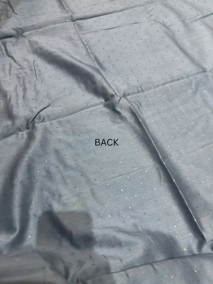 Grey Chanderi Silk Mukaish Suit with diamond pattern back view
