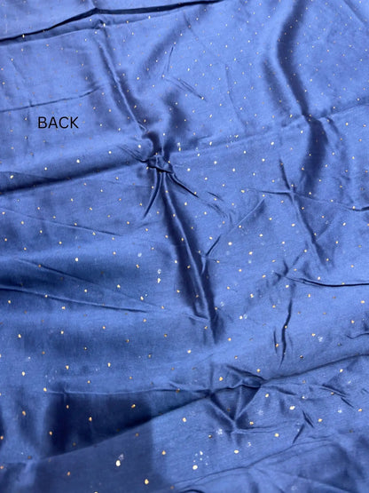 Back view of Indigo Chanderi Silk suit with Mukaish work