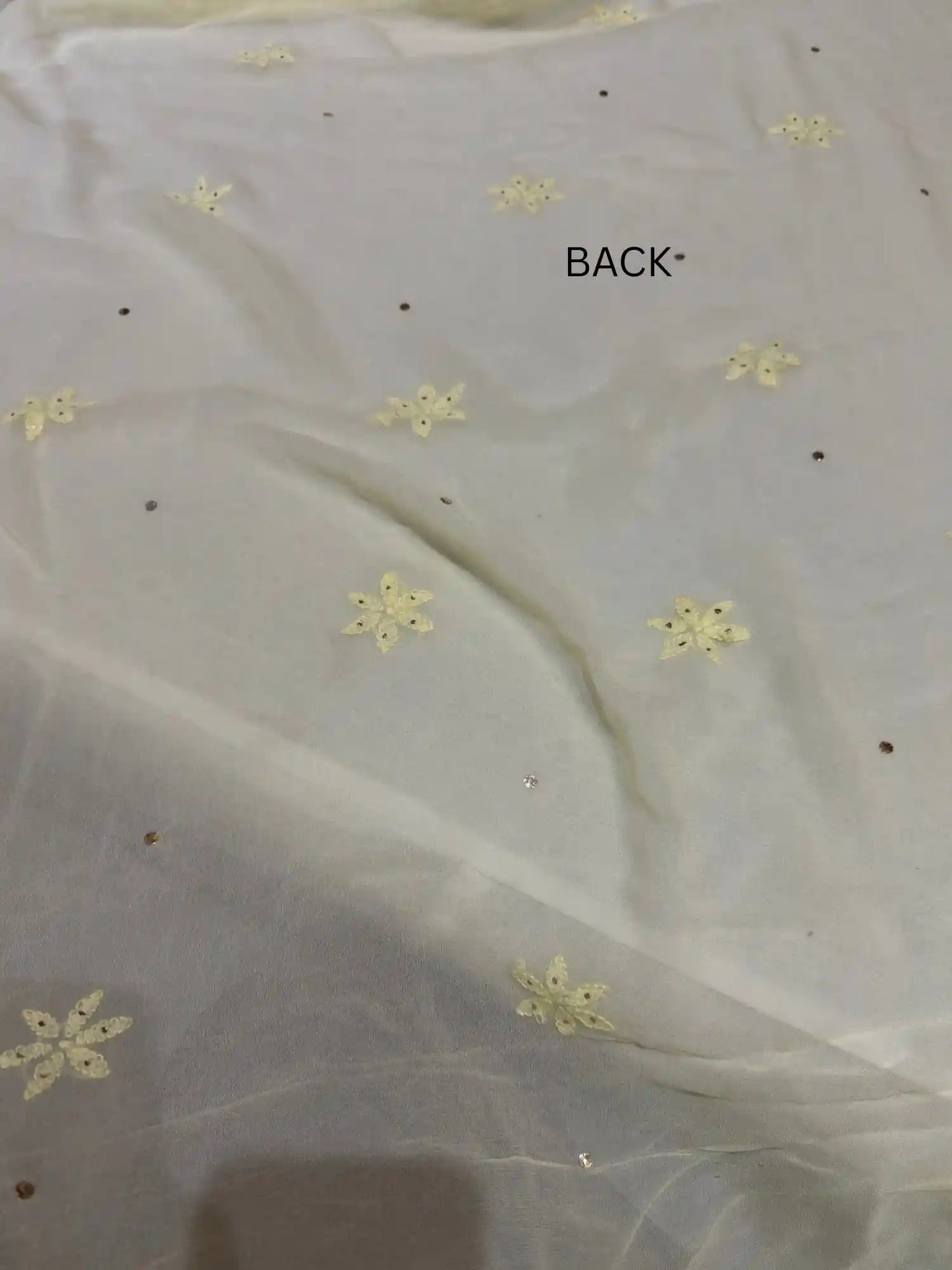 Lemon Yellow Chikankari Mukaish Parsi Zardozi suit back view