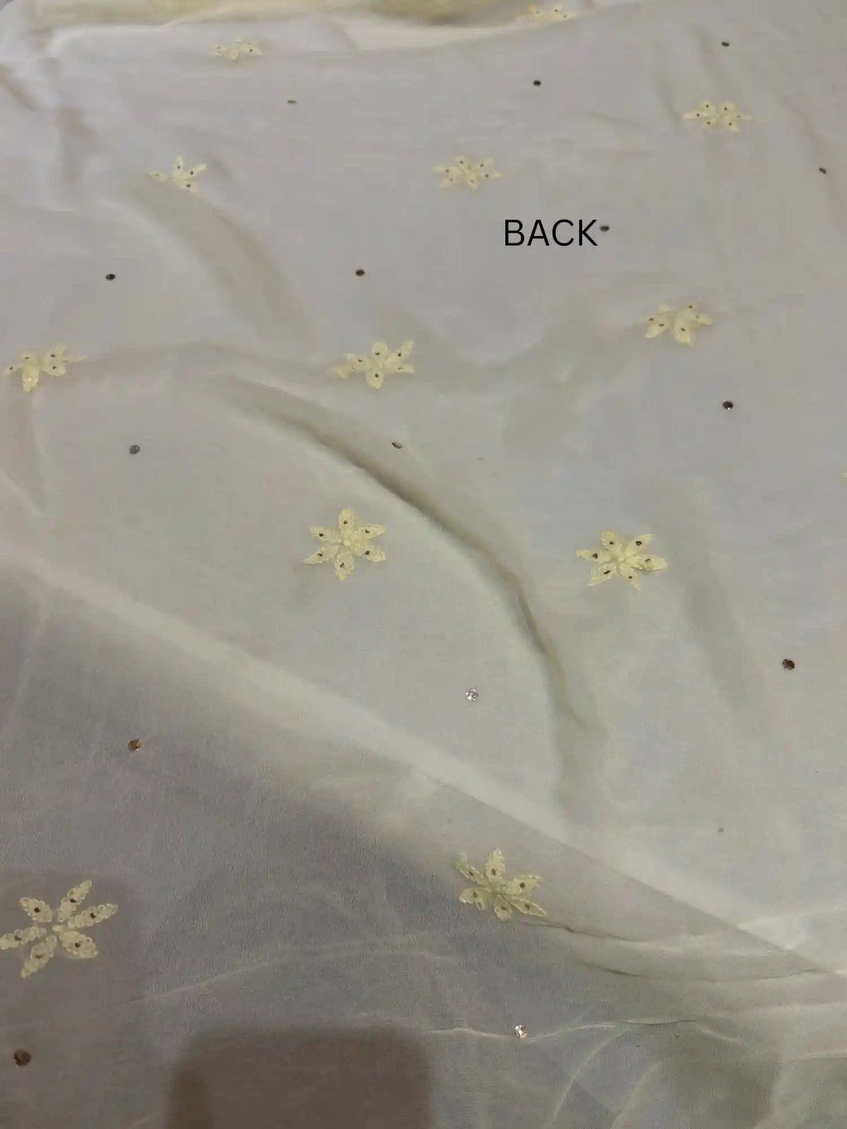 Lemon Yellow Chikankari Mukaish Parsi Zardozi suit back view
