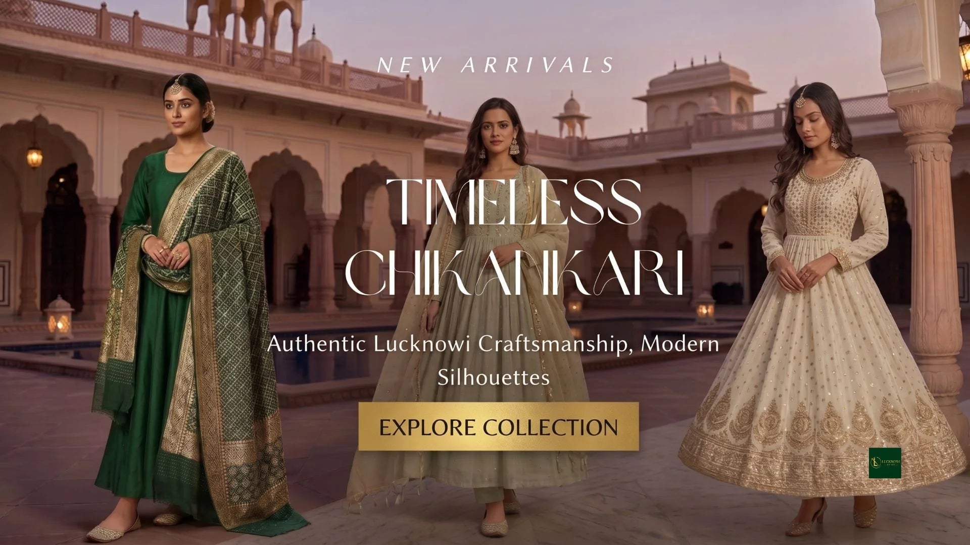 New arrivals at Lucknowi Chikankari featuring handcrafted anarkalis, dupattas and premium ethnic wear for women