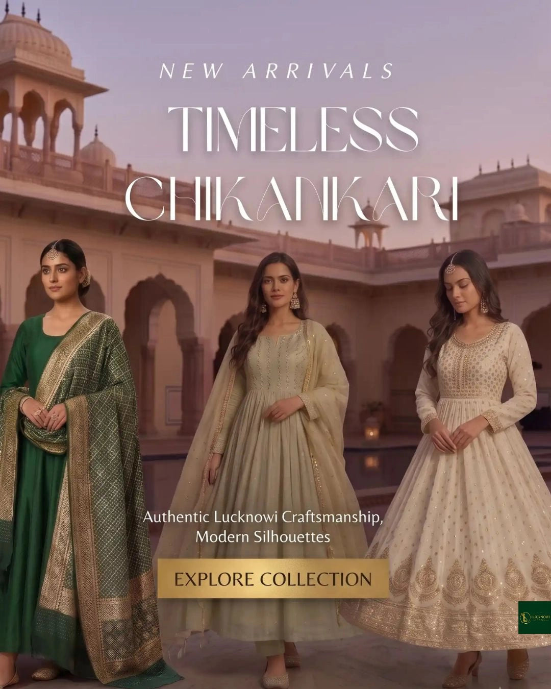 New arrivals at Lucknowi Chikankari featuring lehengas, suits, anarkalis, dupattas and ethnic wear for women