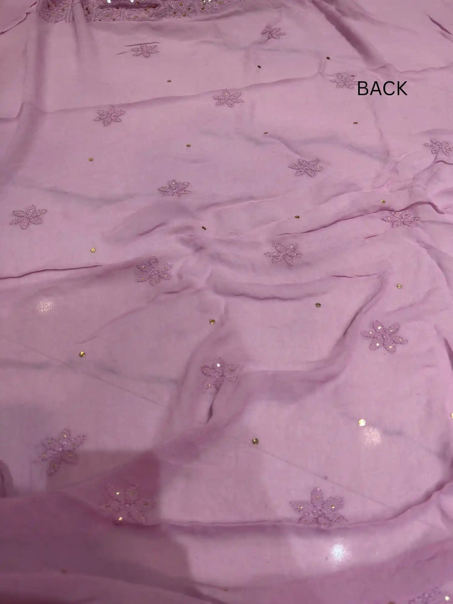 Mauve Chikankari Mukaish Parsi Zardozi suit back view