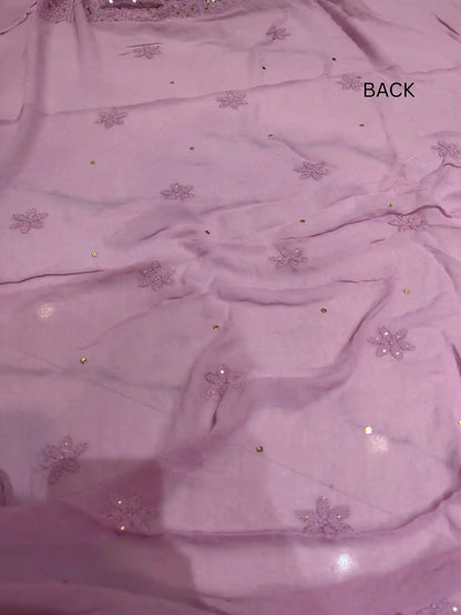 Mauve Chikankari Mukaish Parsi Zardozi suit back view