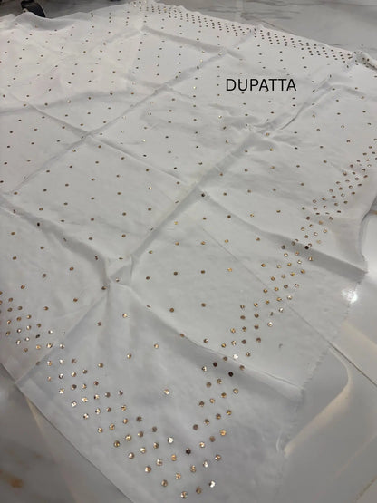 Dupatta featuring handcrafted gold-toned Mukaish work