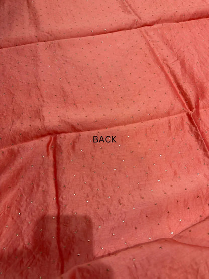 Peach Chanderi Silk Mukaish Suit back view