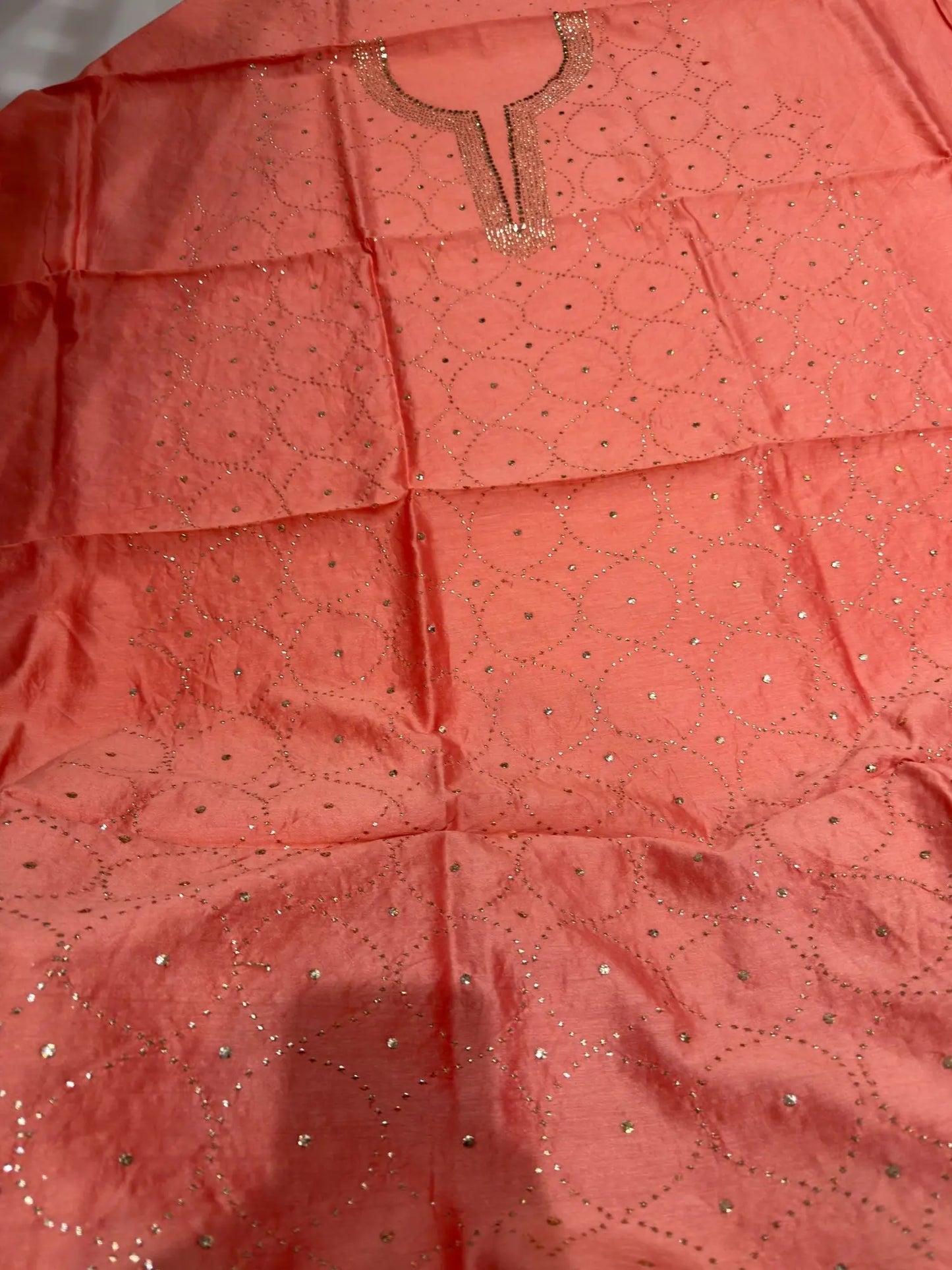 Peach Chanderi Silk Mukaish Suit side view