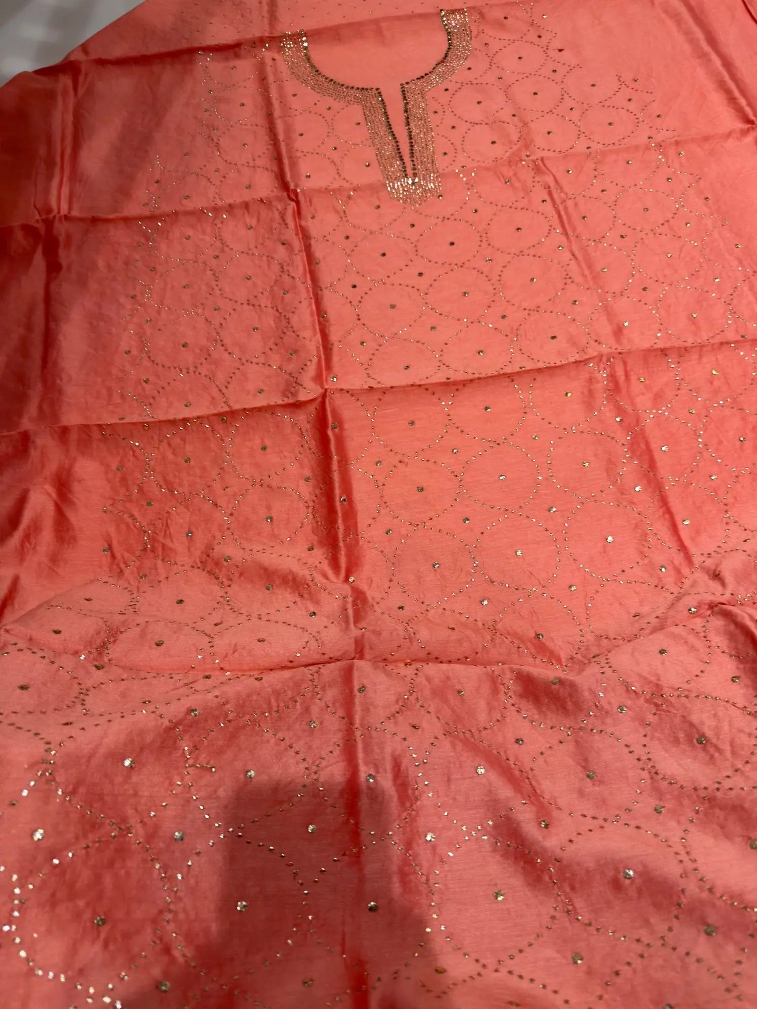 Peach Chanderi Silk Mukaish Suit side view