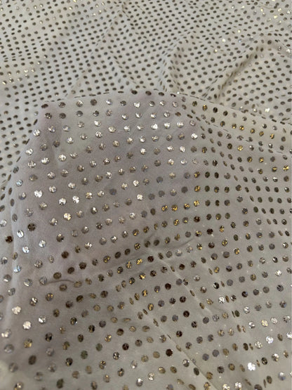 Close-up view of the small circular Chikankari motifs on the Small Circle Motif Lucknowi Dupatta.